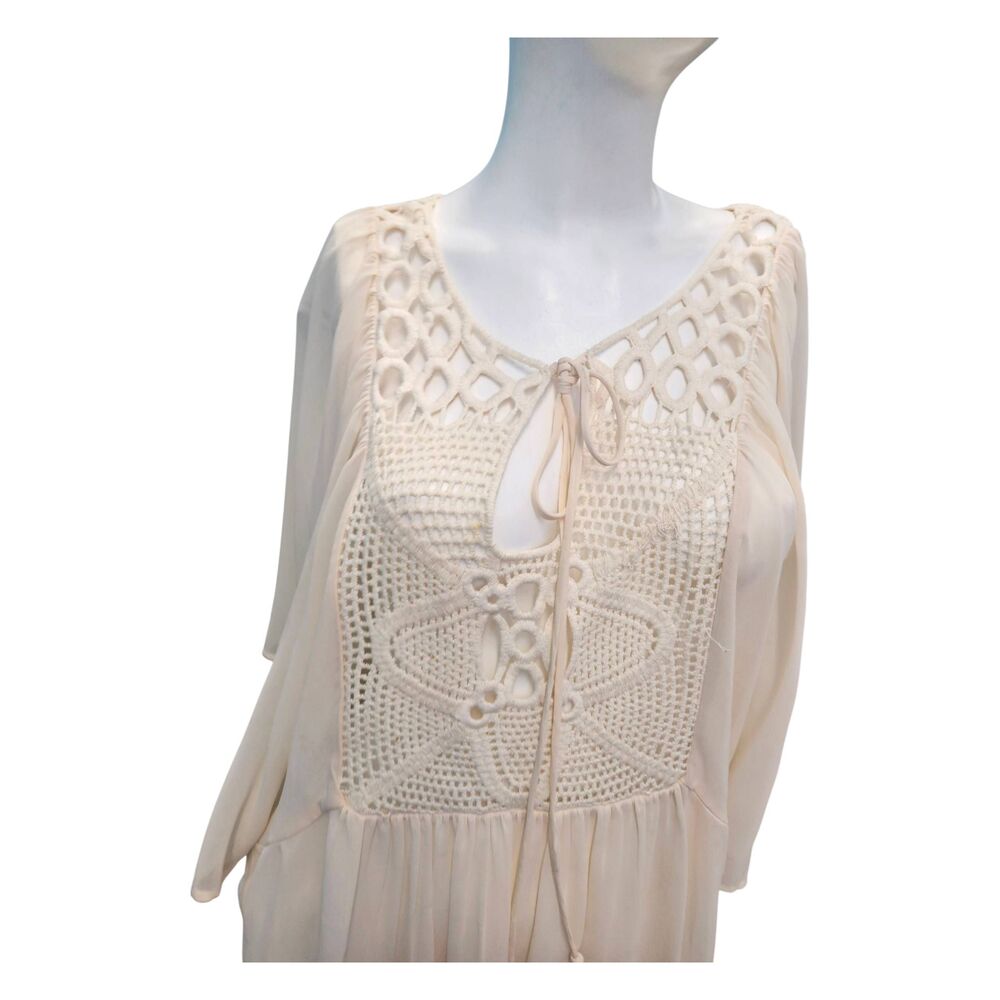 Cream Crochet Boho Blouse Womens Size 2X Plus Size - Picture 4 of 7